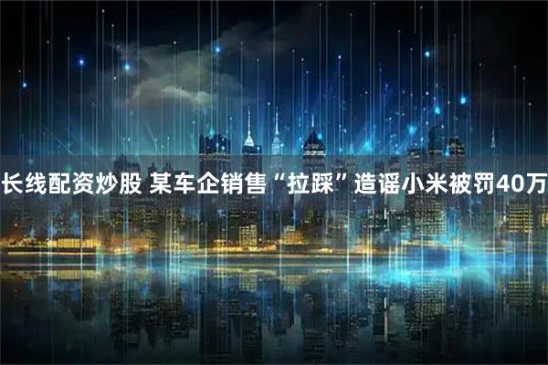 长线配资炒股 某车企销售“拉踩”造谣小米被罚40万